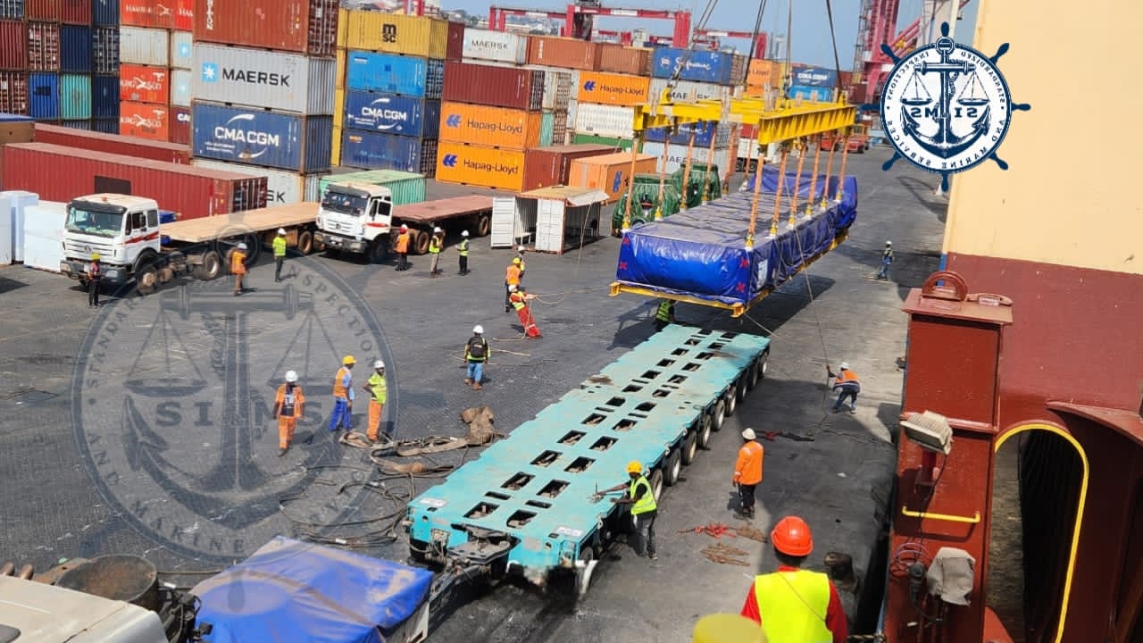 Heavy-lift operations alongside at Freetown port